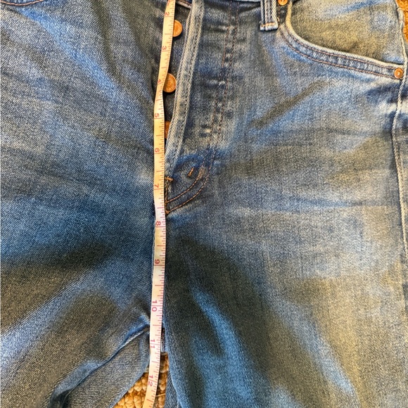 MOTHER Blue Flare Jeans with Frayed Hem - Picture 5 of 8